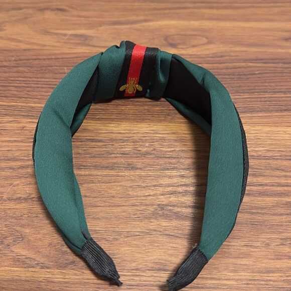 NWOT Gold Bumblebee Embroidered Stripe Headband. Black/Red/Green - Picture 4 of 4